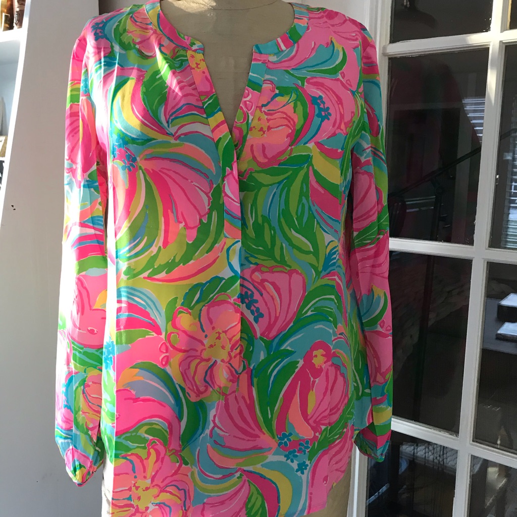 Lilly Pulitzer Stacy Top 100 Percent Silk And New With Tag Size L